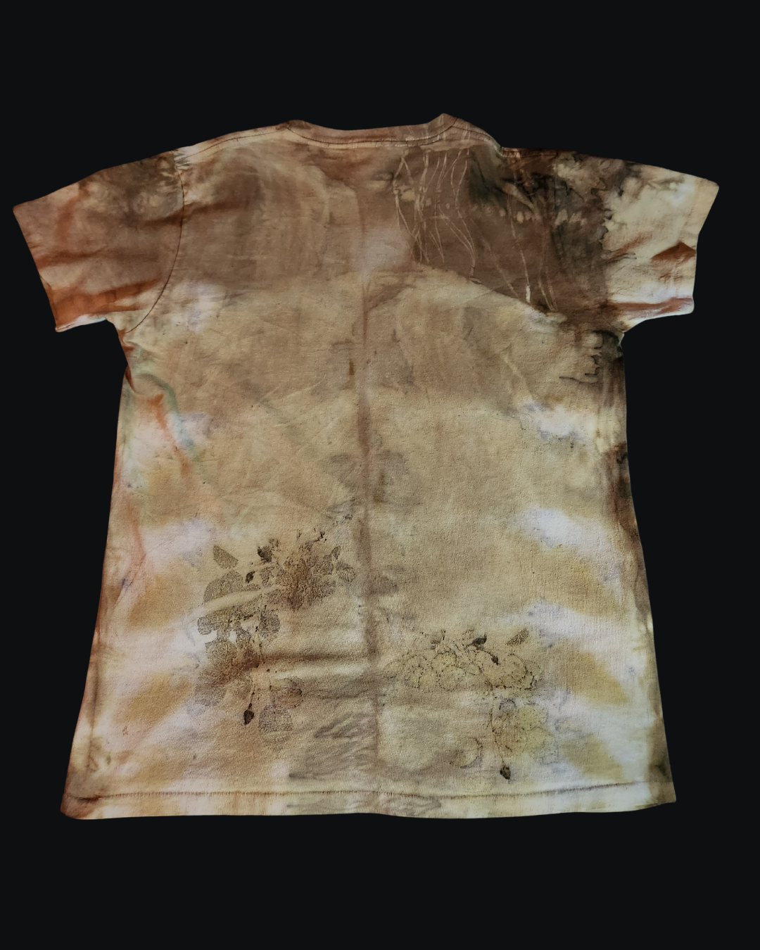Velva Sheen Men's Large Tee: Botanical Print, Rust & Onion Skin Dye